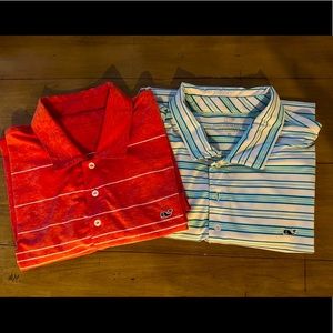 TWO vineyard vines Performance golf polos.